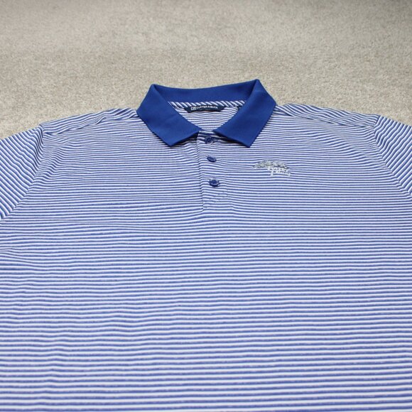 Cutter & Buck Polo Shirt Mens XL Blue/White Stretch S/S Golf Torrey Pines Logo - Picture 4 of 14